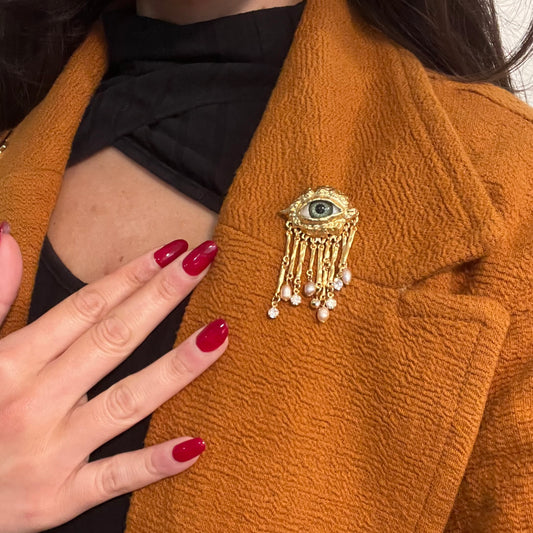 Lovers Eye Victorian Inspired Brooch Lapel Pin V1
