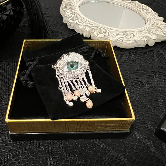 Silver Eyeball Brooch Pin