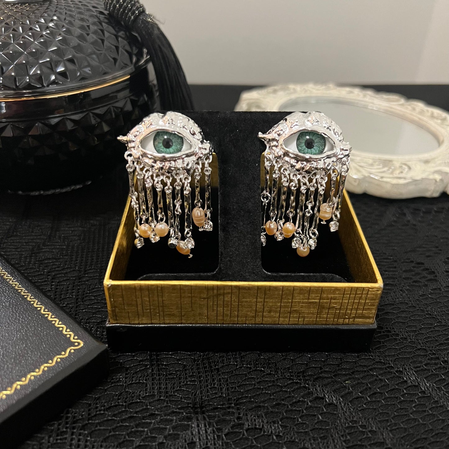 Silver Eyeball Earrings